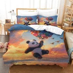 Panda Housse de Couette Imprimée 3D Douce 3 Pièces Literie Garçons Filles