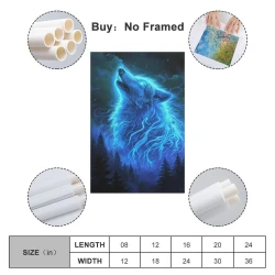 Loup Peinture sur toile sans cadre, impressions posters art mural pour déco maison chambre bureau