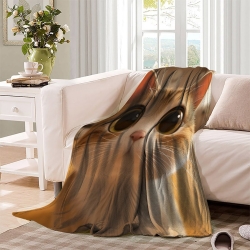 Chat Plaid en Polaire Imprimé 3D Couverture Douce Confortable pour Canapé Lit Bureau