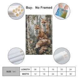 Renard Peinture sur toile sans cadre, impressions posters art mural pour déco maison chambre bureau