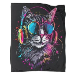 Gato Manta de Forro Polar Impresa en 3D Suave y Acogedora para Sofá Cama Oficina
