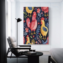 Coq Peinture sur toile sans cadre, impressions posters art mural pour déco maison chambre bureau