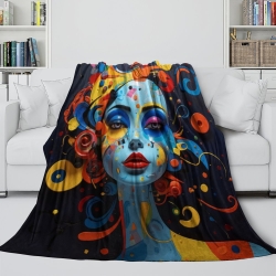 Art abstrait Femmes Plaid en Polaire Imprimé 3D Couverture Douce Confortable pour Canapé Lit Bureau