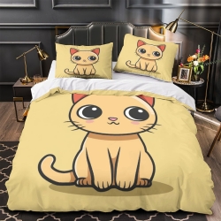 Chat Housse de Couette Imprimée 3D Douce 3 Pièces Literie Garçons Filles