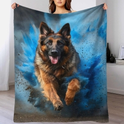 Berger allemand Chien Plaid en Polaire Imprimé 3D Couverture Douce Confortable pour Canapé Lit Bureau
