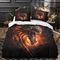 Flame Dragon 3D Printed Duvet Cover Soft 3 Piece Boys Girls Bedding quilt cover