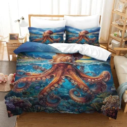 Pieuvre Housse de Couette Imprimée 3D Douce 3 Pièces Literie Garçons Filles