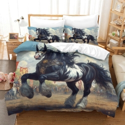 Cheval Housse de Couette Imprimée 3D Douce 3 Pièces Literie Garçons Filles
