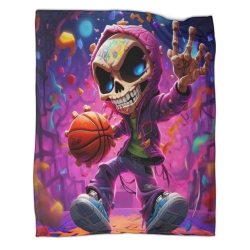 Calavera Manta de Forro Polar Impresa en 3D Suave y Acogedora para Sofá Cama Oficina