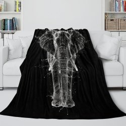 Éléphant Plaid en Polaire Imprimé 3D Couverture Douce Confortable pour Canapé Lit Bureau