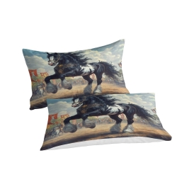 Cheval Housse de Couette Imprimée 3D Douce 3 Pièces Literie Garçons Filles