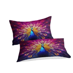 Paon Housse de Couette Imprimée 3D Douce 3 Pièces Literie Garçons Filles