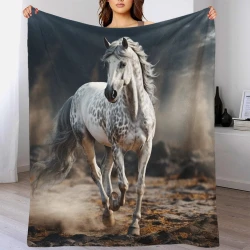 Cheval Plaid en Polaire Imprimé 3D Couverture Douce Confortable pour Canapé Lit Bureau