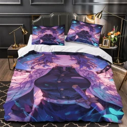 Tueur de démons: Demon Slayer Housse de Couette Imprimée 3D Douce 3 Pièces Literie Garçons Filles