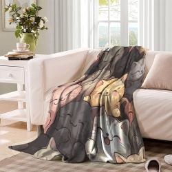 Chat Plaid en Polaire Imprimé 3D Couverture Douce Confortable pour Canapé Lit Bureau