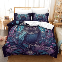 Hibou Housse de Couette Imprimée 3D Douce 3 Pièces Literie Garçons Filles