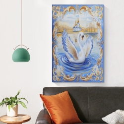 Cygne Peinture sur toile sans cadre, impressions posters art mural pour déco maison chambre bureau