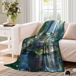 Grenouille Plaid en Polaire Imprimé 3D Couverture Douce Confortable pour Canapé Lit Bureau