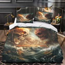 Crâne Housse de Couette Imprimée 3D Douce 3 Pièces Literie Garçons Filles