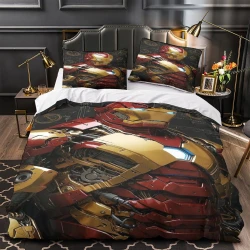 Avengers Iron Man Copripiumino Stampato 3D Morbido 3 Pezzi Biancheria da Letto per Ragazzi Ragazze