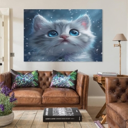 Cute Blue Eyed Chat Peinture sur toile sans cadre, impressions posters art mural pour déco maison chambre bureau