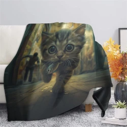 Dwarf Chat Plaid en Polaire Imprimé 3D Couverture Douce Confortable pour Canapé Lit Bureau