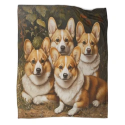 Corgi Plaid en Polaire Imprimé 3D Couverture Douce Confortable pour Canapé Lit Bureau