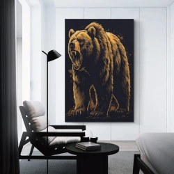 Oso pardo Pintura en lienzo sin marco, impresiones de pósters arte pared para decoración hogar dormitorio oficina