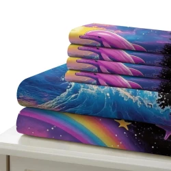 Dauphin Housse de Couette Imprimée 3D Douce 3 Pièces Literie Garçons Filles