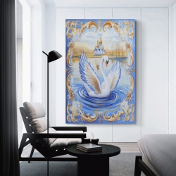 Cygne Peinture sur toile sans cadre, impressions posters art mural pour déco maison chambre bureau