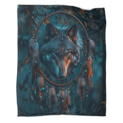Loup Plaid en Polaire Imprimé 3D Couverture Douce Confortable pour Canapé Lit Bureau