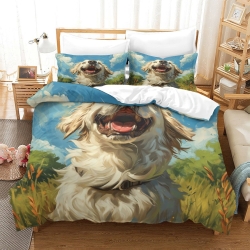 Golden Retriever Housse de Couette Imprimée 3D Douce 3 Pièces Literie Garçons Filles