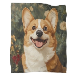Corgi Plaid en Polaire Imprimé 3D Couverture Douce Confortable pour Canapé Lit Bureau