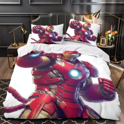 Avengers Iron Man Housse de Couette Imprimée 3D Douce 3 Pièces Literie Garçons Filles