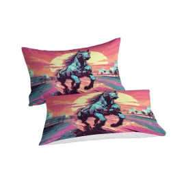 Cheval Housse de Couette Imprimée 3D Douce 3 Pièces Literie Garçons Filles