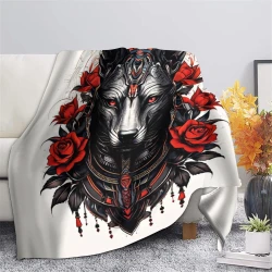 Dieu égyptien Anubis Plaid en Polaire Imprimé 3D Couverture Douce Confortable pour Canapé Lit Bureau