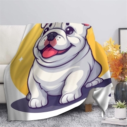 Bouledogue Plaid en Polaire Imprimé 3D Couverture Douce Confortable pour Canapé Lit Bureau