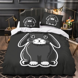 Lapin Housse de Couette Imprimée 3D Douce 3 Pièces Literie Garçons Filles