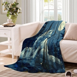 Loup Plaid en Polaire Imprimé 3D Couverture Douce Confortable pour Canapé Lit Bureau