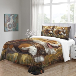 Corgi Housse de Couette Imprimée 3D Douce 3 Pièces Literie Garçons Filles