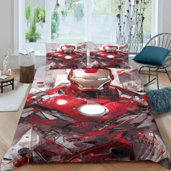 Avengers Iron Man Housse de Couette Imprimée 3D Douce 3 Pièces Literie Garçons Filles