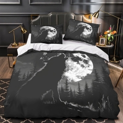 Loup Housse de Couette Imprimée 3D Douce 3 Pièces Literie Garçons Filles