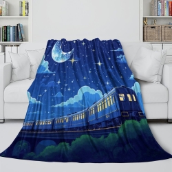 Train à vapeur Plaid en Polaire Imprimé 3D Couverture Douce Confortable pour Canapé Lit Bureau