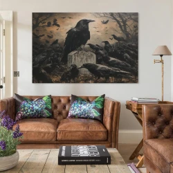 Corbeau Peinture sur toile sans cadre, impressions posters art mural pour déco maison chambre bureau