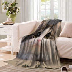 Cute Chat Plaid en Polaire Imprimé 3D Couverture Douce Confortable pour Canapé Lit Bureau
