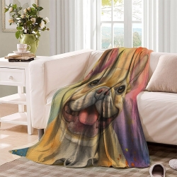 French Bouledogue Plaid en Polaire Imprimé 3D Couverture Douce Confortable pour Canapé Lit Bureau