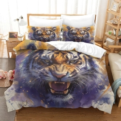 Tigre Housse de Couette Imprimée 3D Douce 3 Pièces Literie Garçons Filles