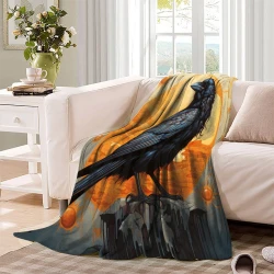 Corvo Coperta in Pile Stampata 3D Morbida e Confortevole per Divano Letto Ufficio