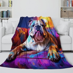 French Bouledogue Plaid en Polaire Imprimé 3D Couverture Douce Confortable pour Canapé Lit Bureau