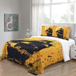 Voilier Housse de Couette Imprimée 3D Douce 3 Pièces Literie Garçons Filles